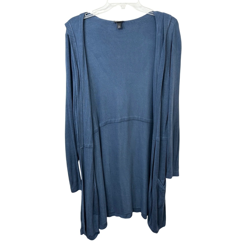 Torrid Plus Size 2X Cardigan Blue Hooded Open Long Sweater Capsule Office 1480